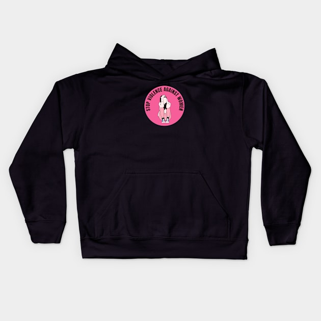 Stop violence against women Kids Hoodie by Feminist Vibes